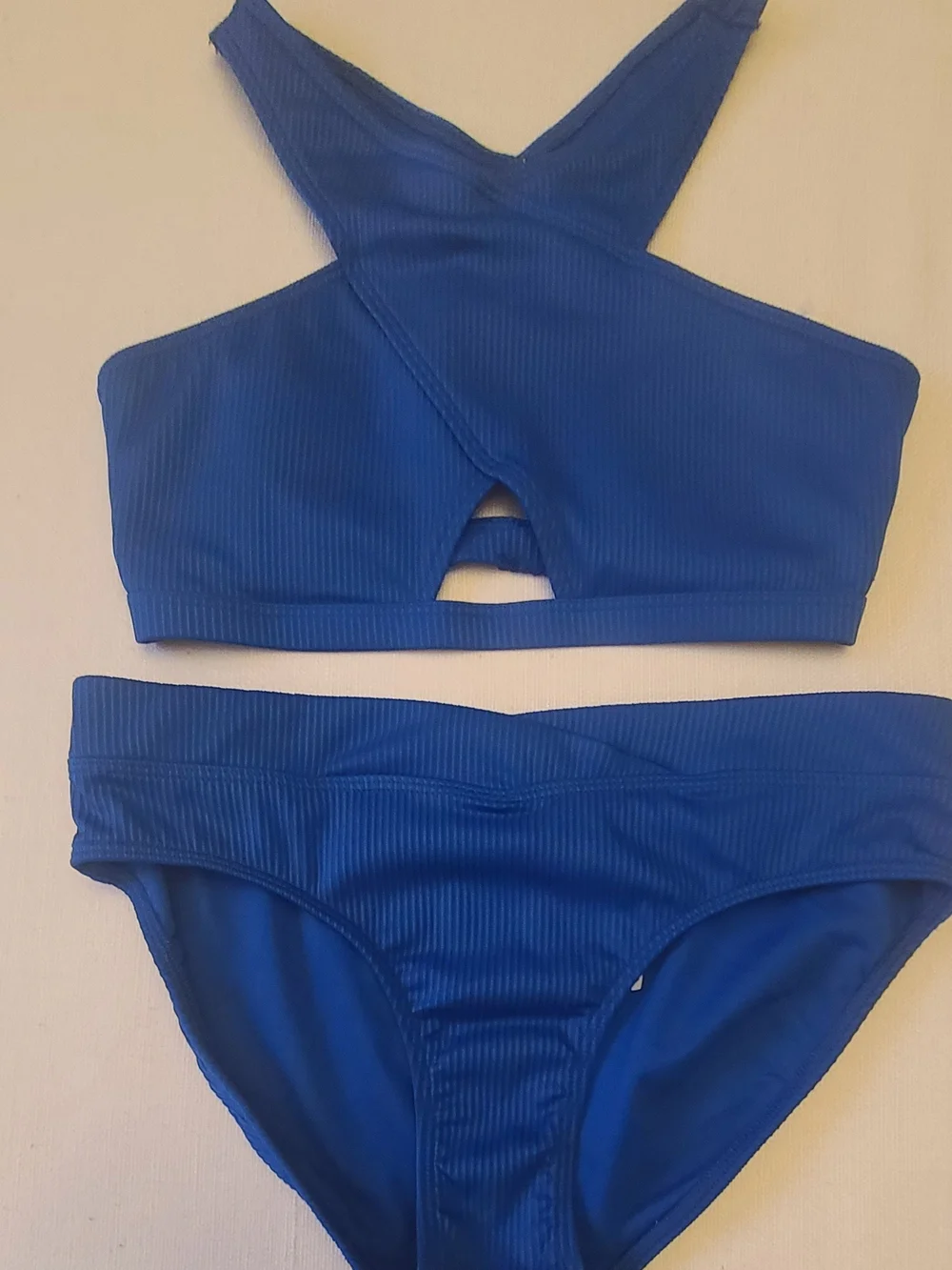 Abercrombie Kids Royal Blue Ribbed Cross-Back Bikini